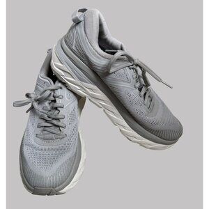 Hoka One One Bondi 7 Womens Running Shoes Size 6.5 Gray Breathable Athletic Snea